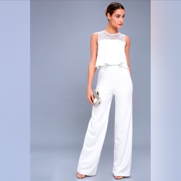 lulus white lace jumpsuit